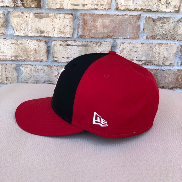 New Era 59fifty Red Black White Cincinnati Red Baseball Fitted Cap Hat 7 3/8 - Picture 6 of 12